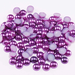 Semiperlas artificiales violeta oscuro con base plana para decoración de uñas y manualidades