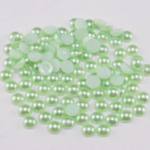 Semipérolas ABS verde claro de fondo plano para bisutería DIY y arte de uñas