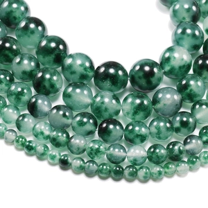 Perles rondes en jade de quartzite vert poli en tailles variées pour bijoux DIY