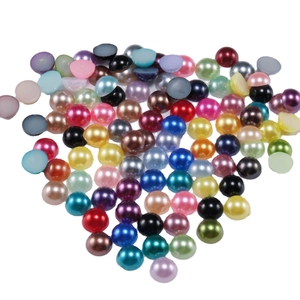 Semiperlas de ABS de colores con reverso plano para joyería DIY y uñas