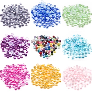 Perlas de imitación ABS de base plana en nueve colores para decoración de uñas y manualidades