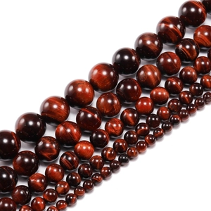 Polished natural red tiger eye round stone beads in various sizes for jewelry making