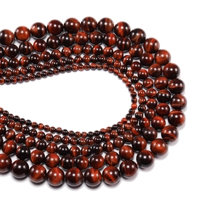 Natural red tiger eye round gemstone beads in multiple sizes with silky chatoyancy shine