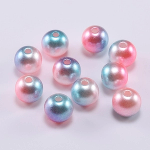 Pink and blue gradient round ABS imitation pearls for DIY jewelry making accessories