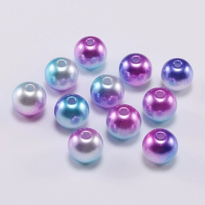 Gradient Aurora ABS pearl round beads with center hole for DIY jewelry making