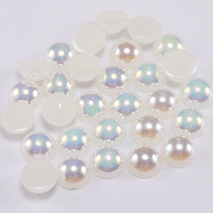 Flatback white and AB iridescent half round faux pearls for nail art and DIY decor