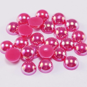 Flatback rose pink AB coated acrylic pearls for nail art and DIY jewelry crafts