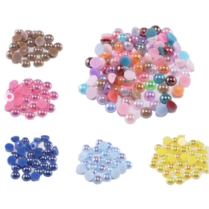 Flatback Half Round Faux Artificial Pearl Beads Iridescent AB ABS Resin Loose Beads For DIY Nail Art Phone Case Decor Craft Supplies