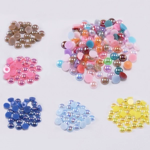 Flatback half round faux pearls with AB iridescent coating for DIY nail art and crafts