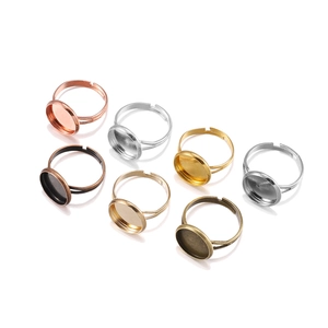 DIY adjustable vintage metal ring bases with round trays in 7 various plating colors