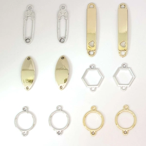 Pendentifs rectangulaires en alliage poli et connecteurs bijoux pour bracelets or et argent