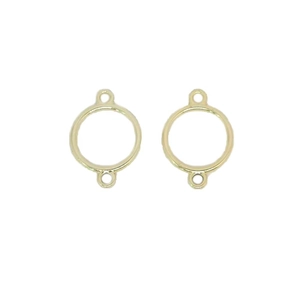 Détail de deux connecteurs circulaires en alliage doré avec doubles trous pour bijoux DIY