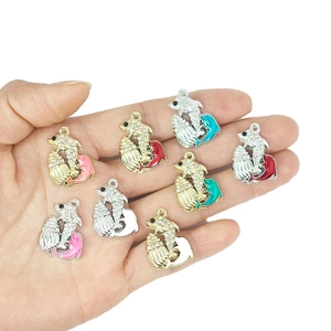 3D ocean dolphin shell pendants with rhinestones and colorful enamel for DIY jewelry