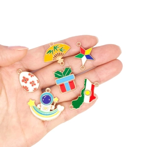 DIY colorful enamel charms featuring Kurdistan flag and star designs in golden finish