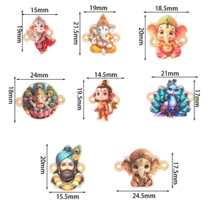 Ganesha and Hanuman enamel alloy charms set for DIY jewelry making and necklaces