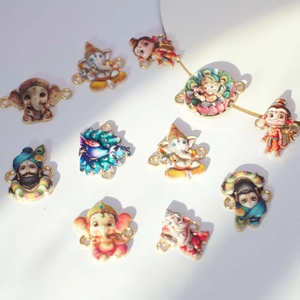 Enameled Hindu Ganesha and peacock metal charms for DIY jewelry making and crafts