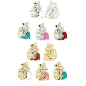 Enameled ocean dolphin charms with rhinestones for DIY jewelry and bag accessories