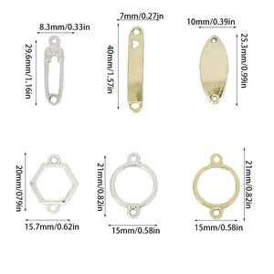 Connecteurs de bijoux DIY variés en argent et or avec dimensions détaillées