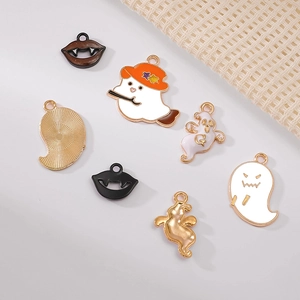Set di ciondoli fai-da-te per Halloween in lega smaltata con fantasmi, zucche e accessori