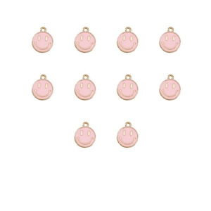 Set di 10 ciondoli smaltati rosa con base in metallo dorato per creazione gioielli