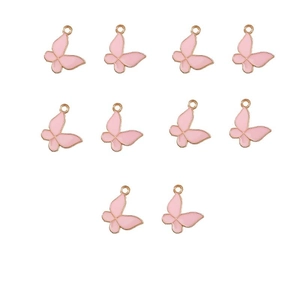Set di 10 ciondoli a farfalla rosa con finitura oro rosa per creazione gioielli fai-da-te