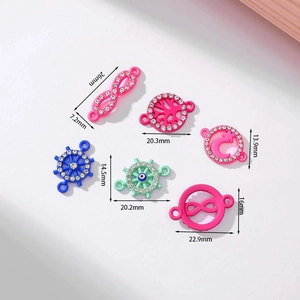 Colorful alloy charms set with zircon and enamel for DIY necklaces and bracelets