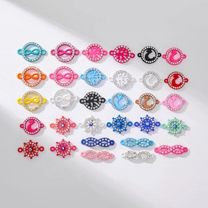 Mix of colorful alloy charms with zircons and enamel for DIY necklace and bracelet jewelry