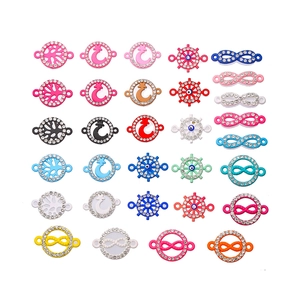 Colorful alloy connectors with crystals for DIY jewelry making in various designs