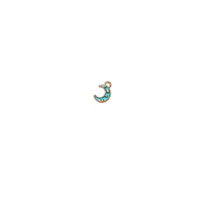 Detail of moon-shaped blue enamel alloy charms with gold stars for DIY jewelry making