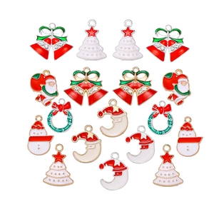 10pcs Christmas DIY charms set featuring Santa, snowman and bells for jewelry making