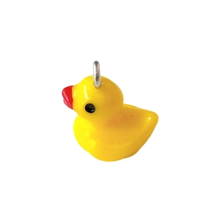 Classic cute yellow duck resin pendant with metal ring for DIY jewelry making and crafts