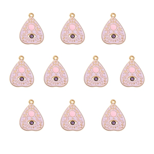 Set of 10 teardrop purple tarot cat charms with moon eyes and gold zinc alloy finish