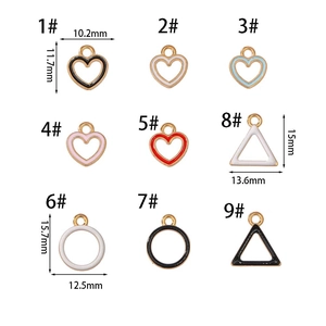 Detailed size guide of geometric alloy enamel pendants for DIY necklace and jewelry making