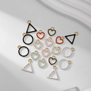Colorful geometric enamel alloy pendants in heart, triangle, and circle shapes for DIY jewelry