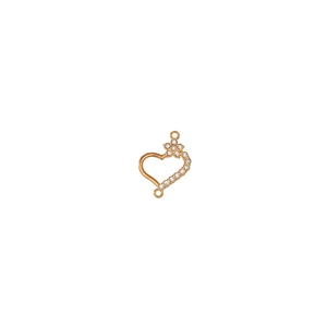 Close-up of rose gold heart connector with sparkling crystals for DIY bracelets