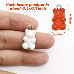 Colorful resin gummy bear charms with metal eyelet for DIY jewelry making
