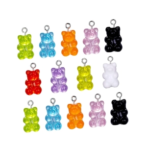 Colorful gummy bear resin charms with metal loops for DIY jewelry making sets