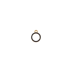 Close-up of circular black enamel gold alloy pendant for DIY jewelry making