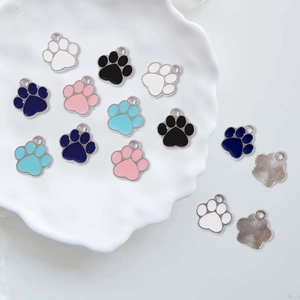 Alloy Enamel Animal Paw Print Pendants DIY Charms Jewelry Making Cute Cat Dog Footprint Necklace Bracelet Accessories