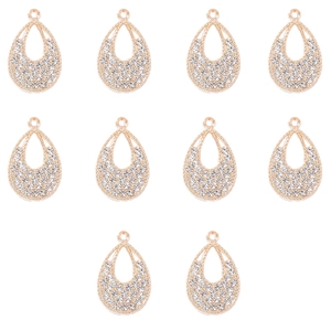 Set van 10 roségouden druppelhangers met glanzende strass-steentjes voor doe-het-zelf sieraden
