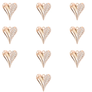 Detail van 10 roségouden hartvormige hangers met kristallen voor DIY-sieraden maken