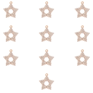 Set van 10 roségouden sterrenhangers met witte strassteentjes voor DIY sieraden accessoires