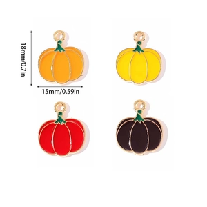 Emaille Kürbis Anhänger in vier Farben für DIY Schmuck basteln 18mm x 15mm Größe