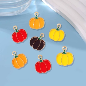 Legierung Emaille Kürbis Anhänger Vergoldet DIY Schmuckherstellung Charms Für Armband Ohrring Halloween Herbst Ernte Dekoration