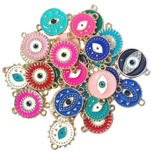 Colorful evil eye charms in gold zinc alloy for DIY jewelry making and necklaces