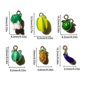 DIY colorful fruit and vegetable enamel pendants including watermelon and pineapple charms