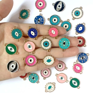 Colorful zinc alloy evil eye charms for DIY jewelry making in various vibrant colors