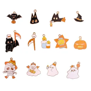 Halloween bedels set van legering met pompoen en spook motieven inclusief maten