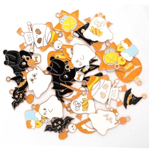 Halloween emaille bedeltjes met pompoen-, spook- en vleermuisvormen voor DIY sieraden