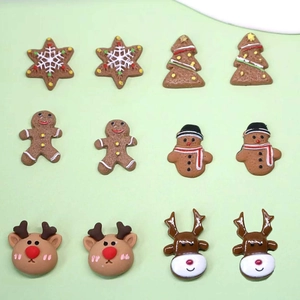 Colgantes de Resina DIY de Navidad Hombre de Jengibre Copo de Nieve Alce Árbol Adornos para Hacer Joyas Dijes de Zapatos